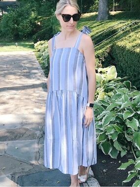 English Factory drop waist striped dress